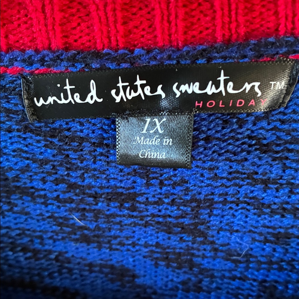 United States Seeaters sz 1X Ugly Christmas Festive Blue Sweater Penguins - Picture 7 of 7